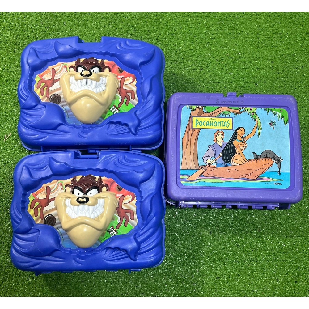 Vintage 90s Disney & Looney Tunes Lunchbox Lot Lot Of 3 Tax Pocahontas Nostalgia